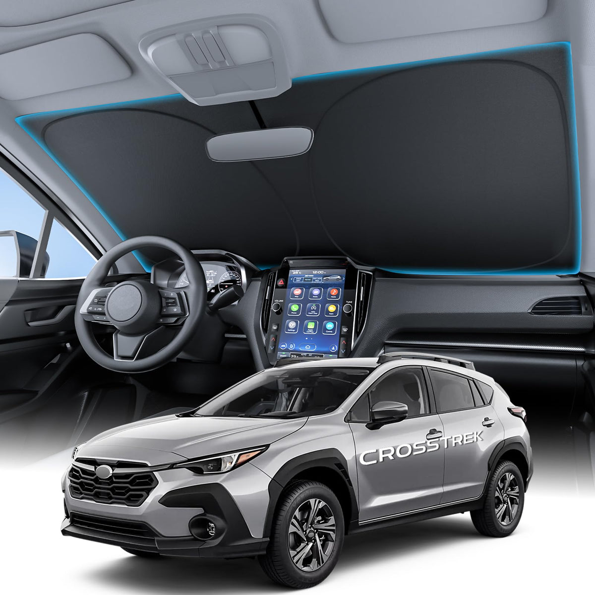 Wigoo front packaging showing Crosstrek fit and easy install benefit