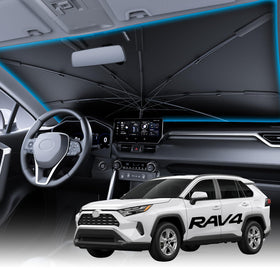 Wigoo front view showing precise RAV4 windshield fit and full coverage benefit