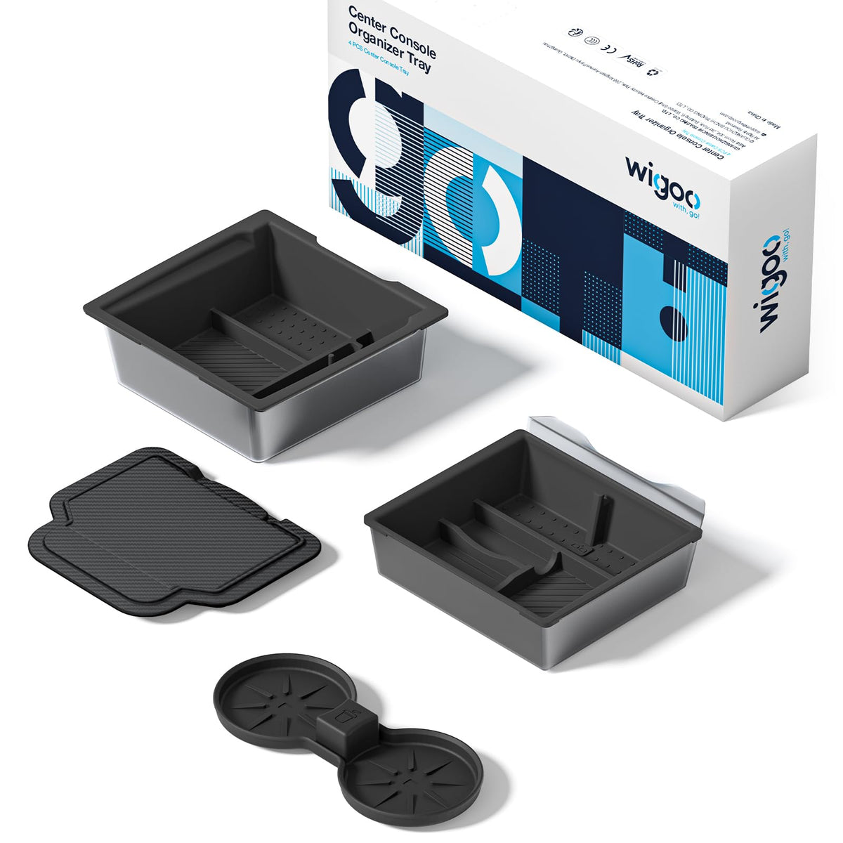 Wigoo front view console organizer showing neat compartments and better storage