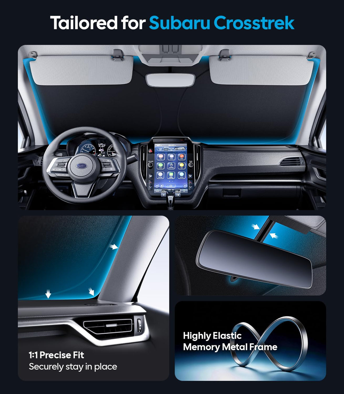 Wigoo installed in Crosstrek windshield showing snug, gap-free protection