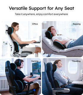 Wigoo cushions installed in a car offering improved posture on trips
