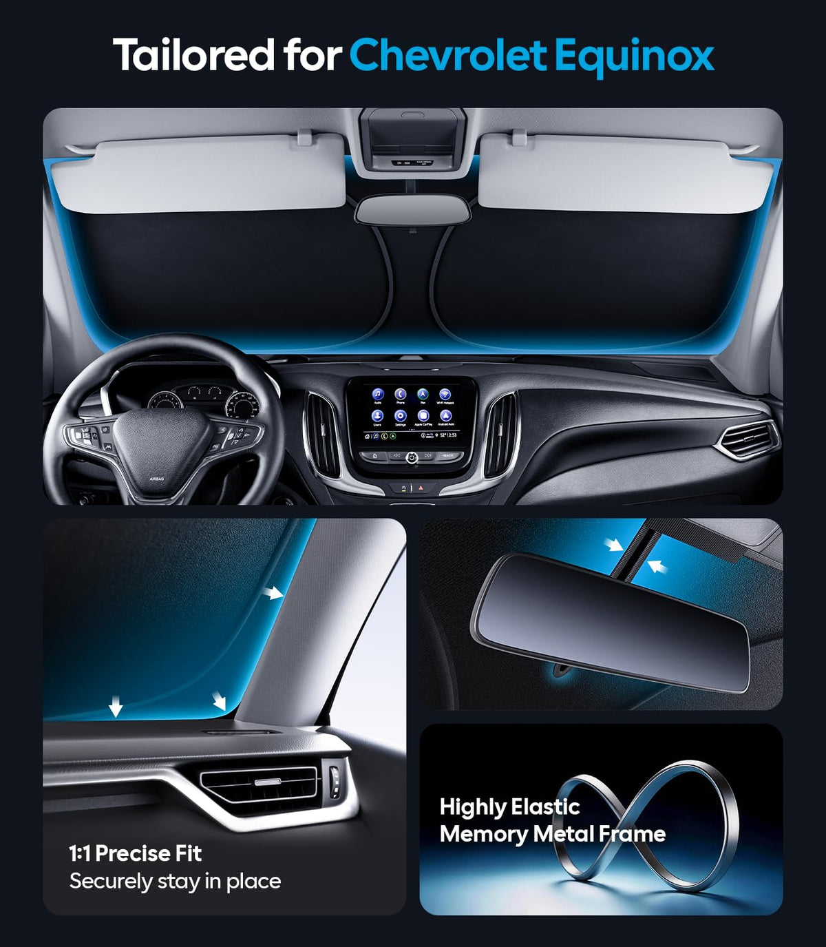 Wigoo installed in Equinox windshield demonstrating full coverage