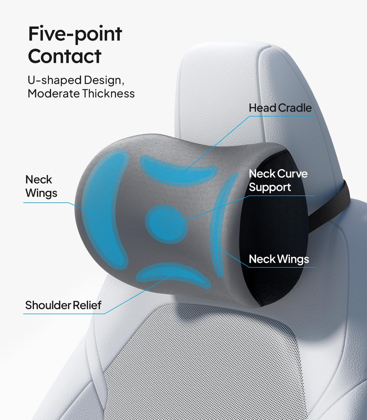 Wigoo in-car lifestyle image on front seat providing ergonomic comfort while driving