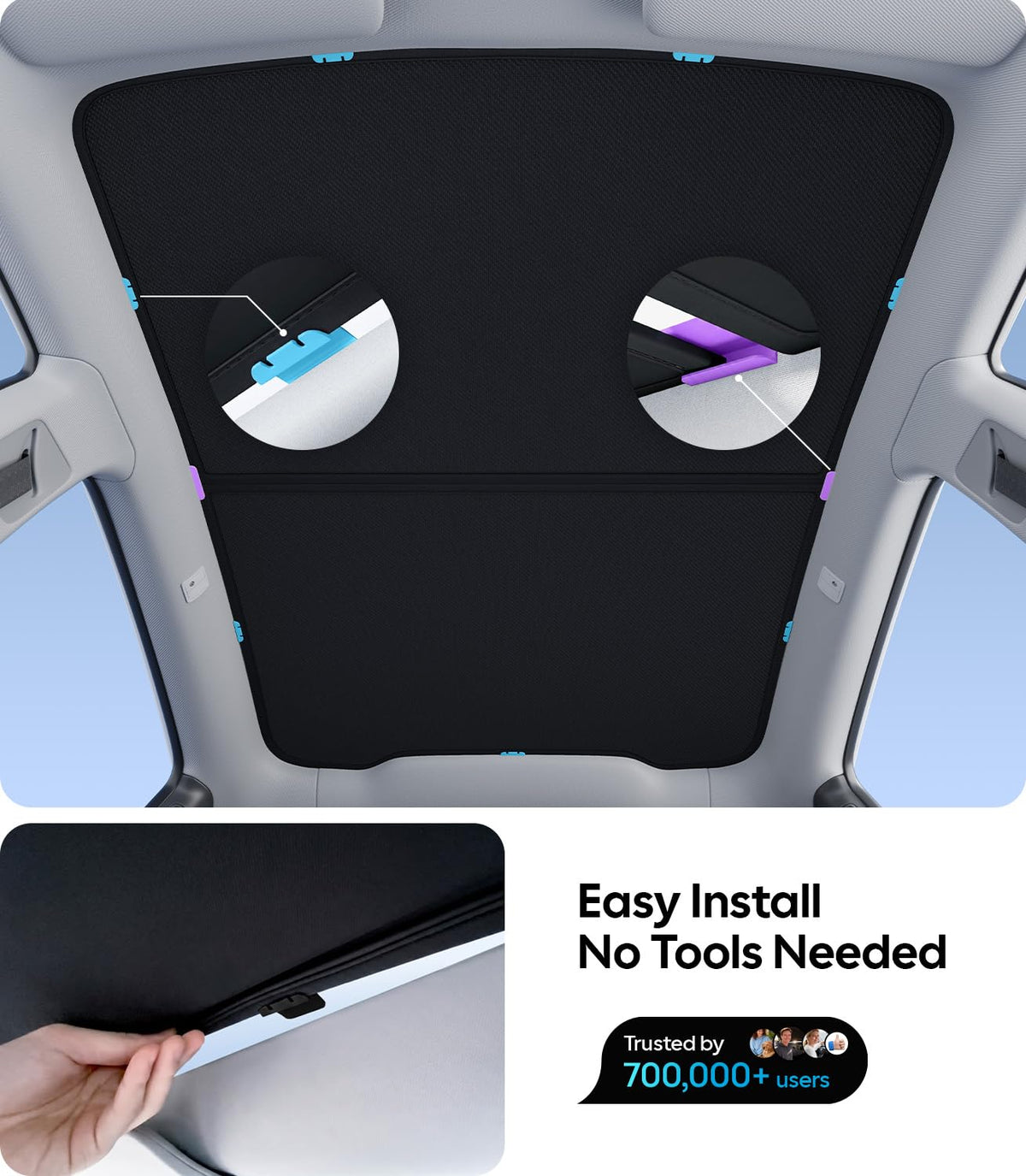 Wigoo sunshades installed interior view displaying cooler cabin comfort