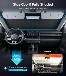 Interior view of Wigoo shade in Kona demonstrating full windshield coverage benefit
