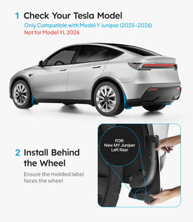Wigoo on Model Y driving through mud demonstrating splash protection benefit