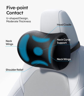 Wigoo side profile of neck pillow supporting cervical alignment during drives