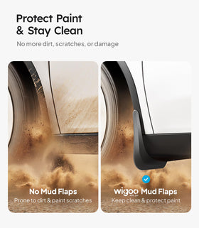 Wigoo rear wheel guard deflecting road debris and protecting lower trim