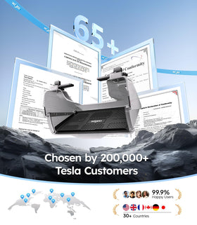 Wigoo size comparison next to Tesla keycard showing compact capacity and scale