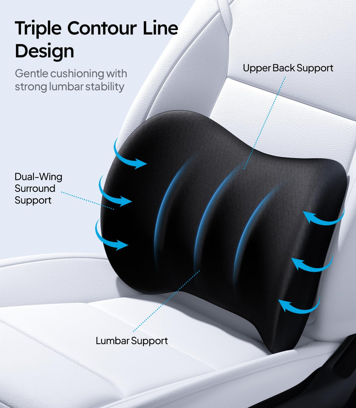 Wigoo strap system attached to seat securing pillow for stable support