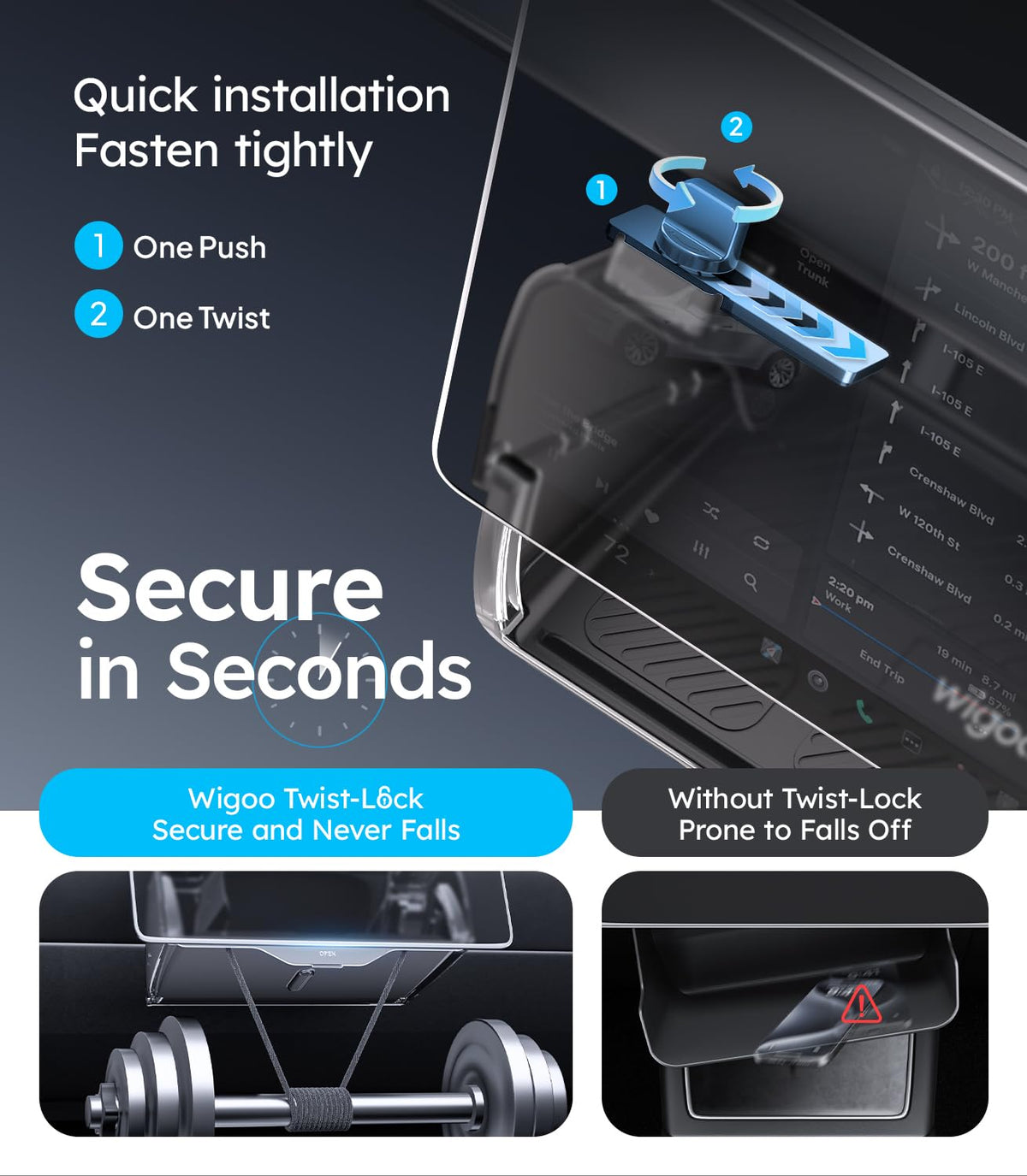 Wigoo size comparison with phone and wallet showing practical storage capacity