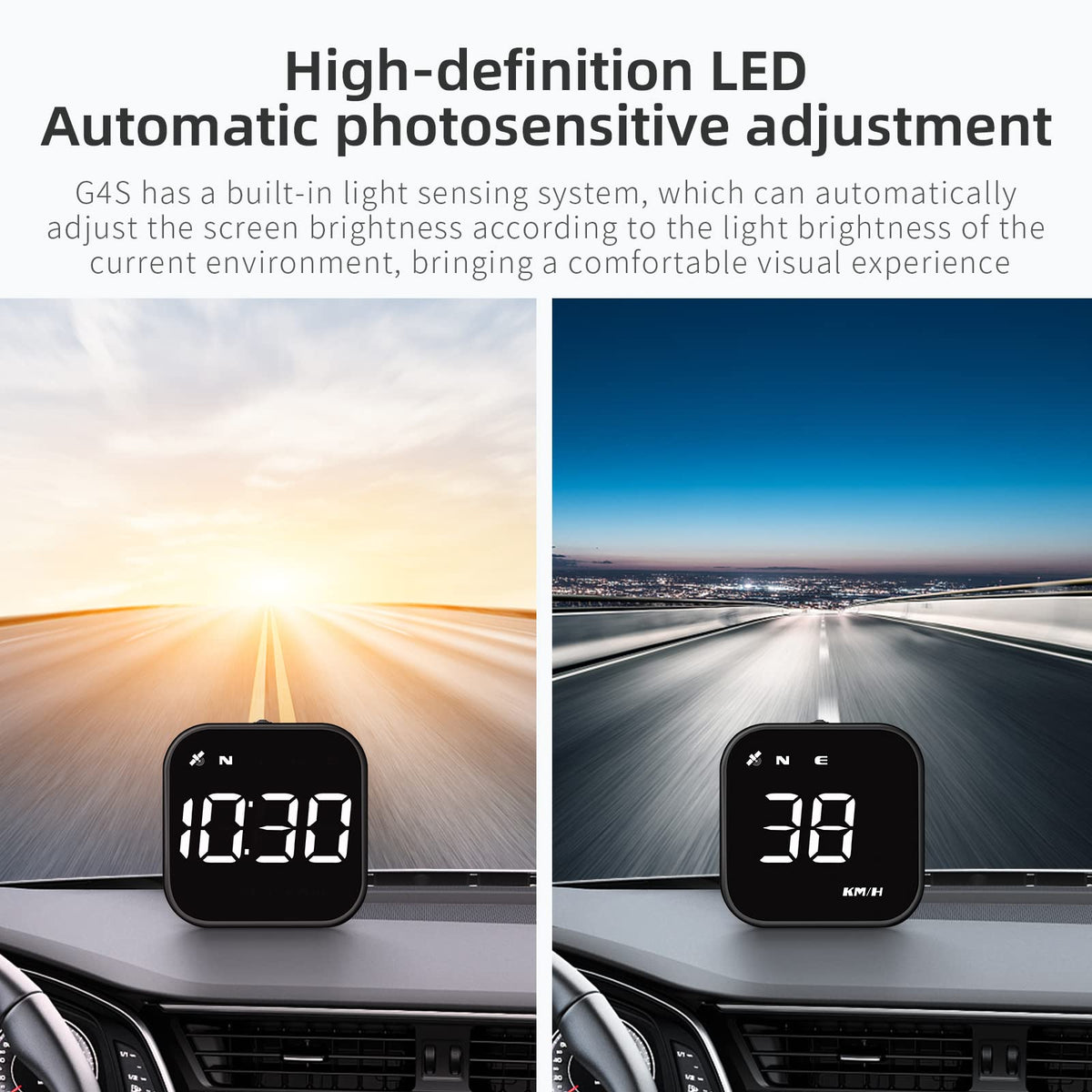 wiiyii G4S in-car night view with clear readout improving visibility