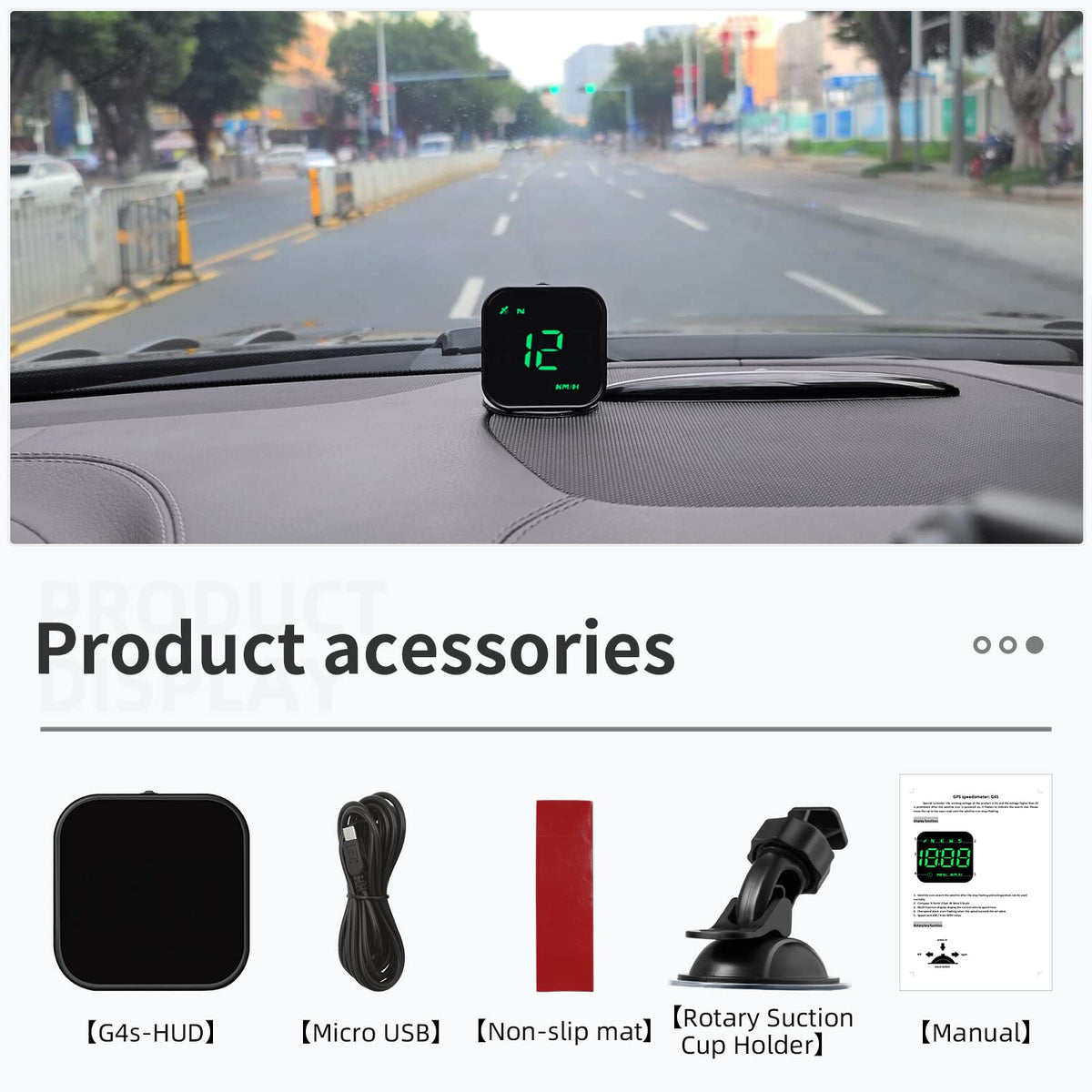 wiiyii G4S in-car lifestyle photo illustrating distraction-free speed monitoring