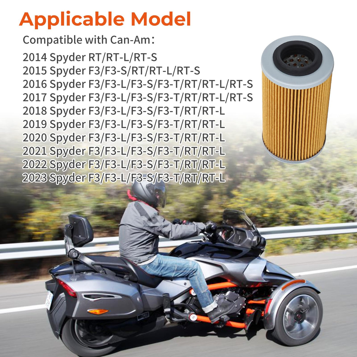 WIKIBB installed filter on Can-Am Spyder engine demonstrating correct placement