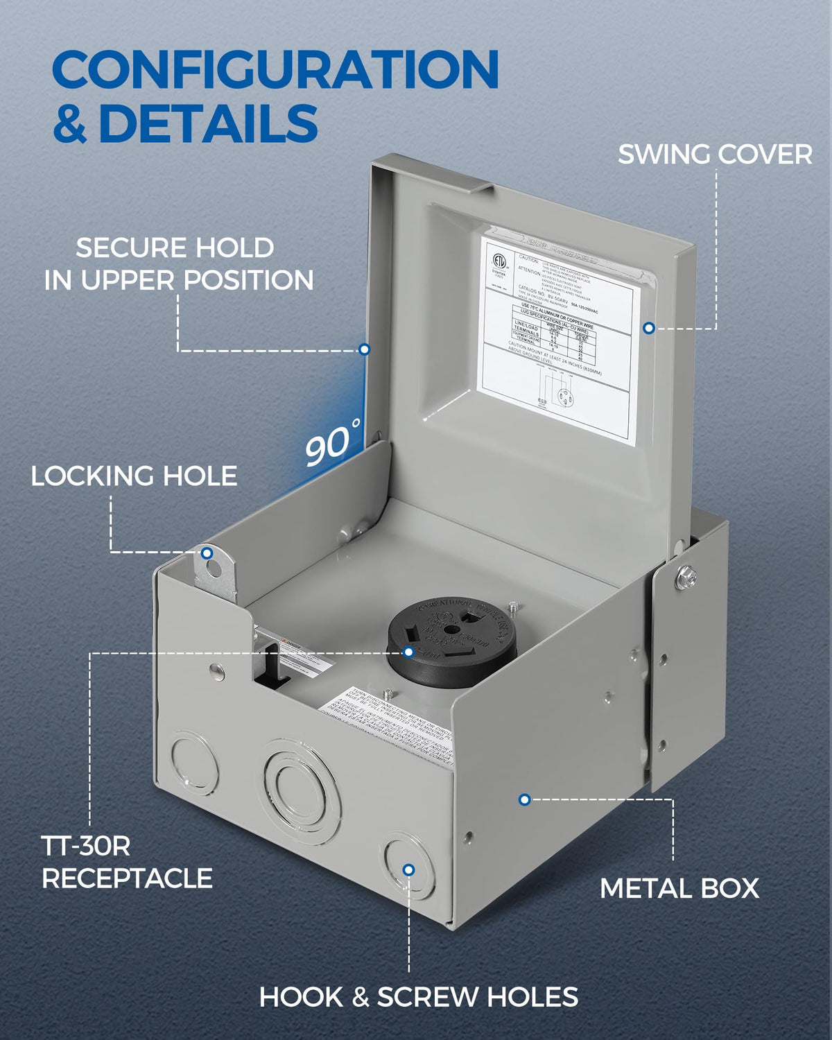 WILAWELS ETL label and specifications plate confirming listed safety compliance