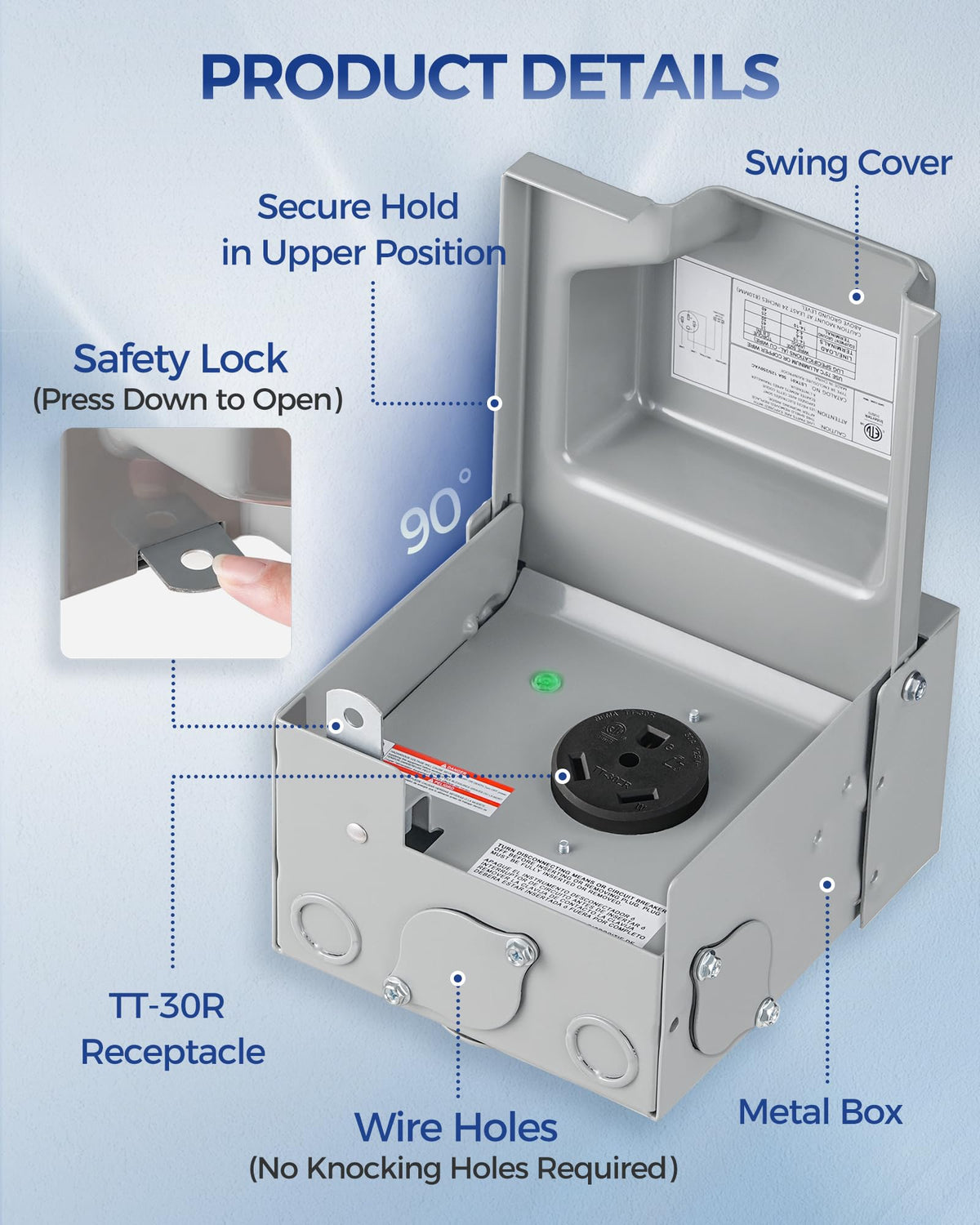 WILAWELS mounted on garage exterior for safe outdoor power access