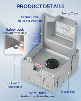 WILAWELS mounted on garage exterior for safe outdoor power access