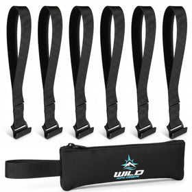 Wild Xplorer front packaging showing six door hook straps and case for organized storage