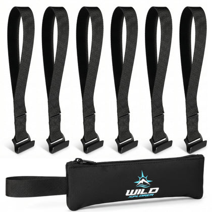Wild Xplorer front packaging showing six door hook straps and case for organized storage