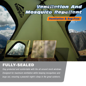 WildFinder tunnel detail allowing power cables and AC hoses into tent