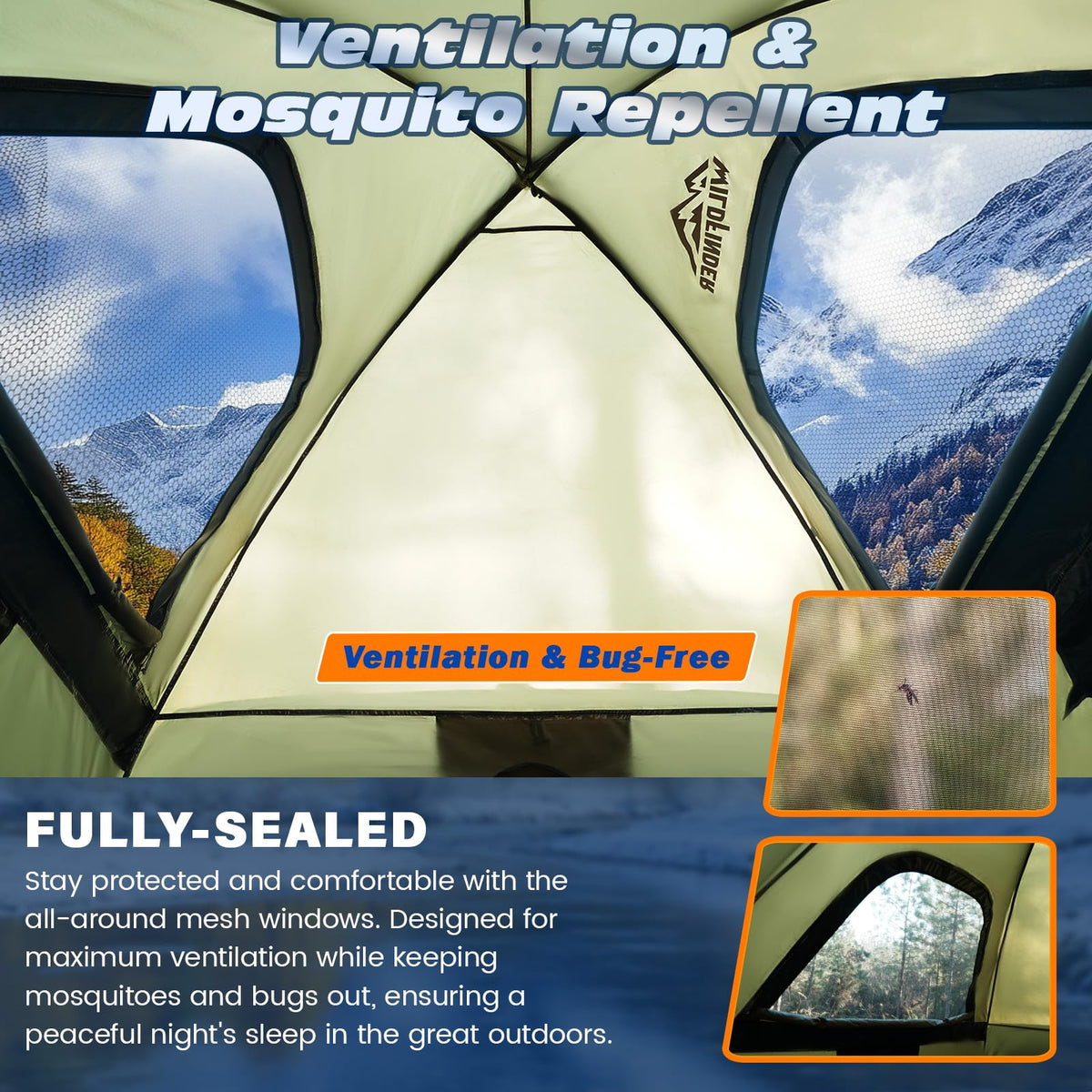 WildFinder interior with air mattress showing comfortable sleeping space