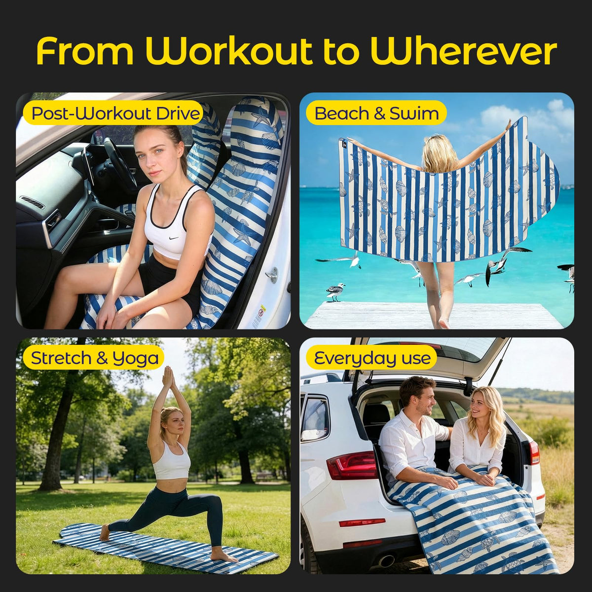 WILDOMS towel cover in car after gym keeping seat dry