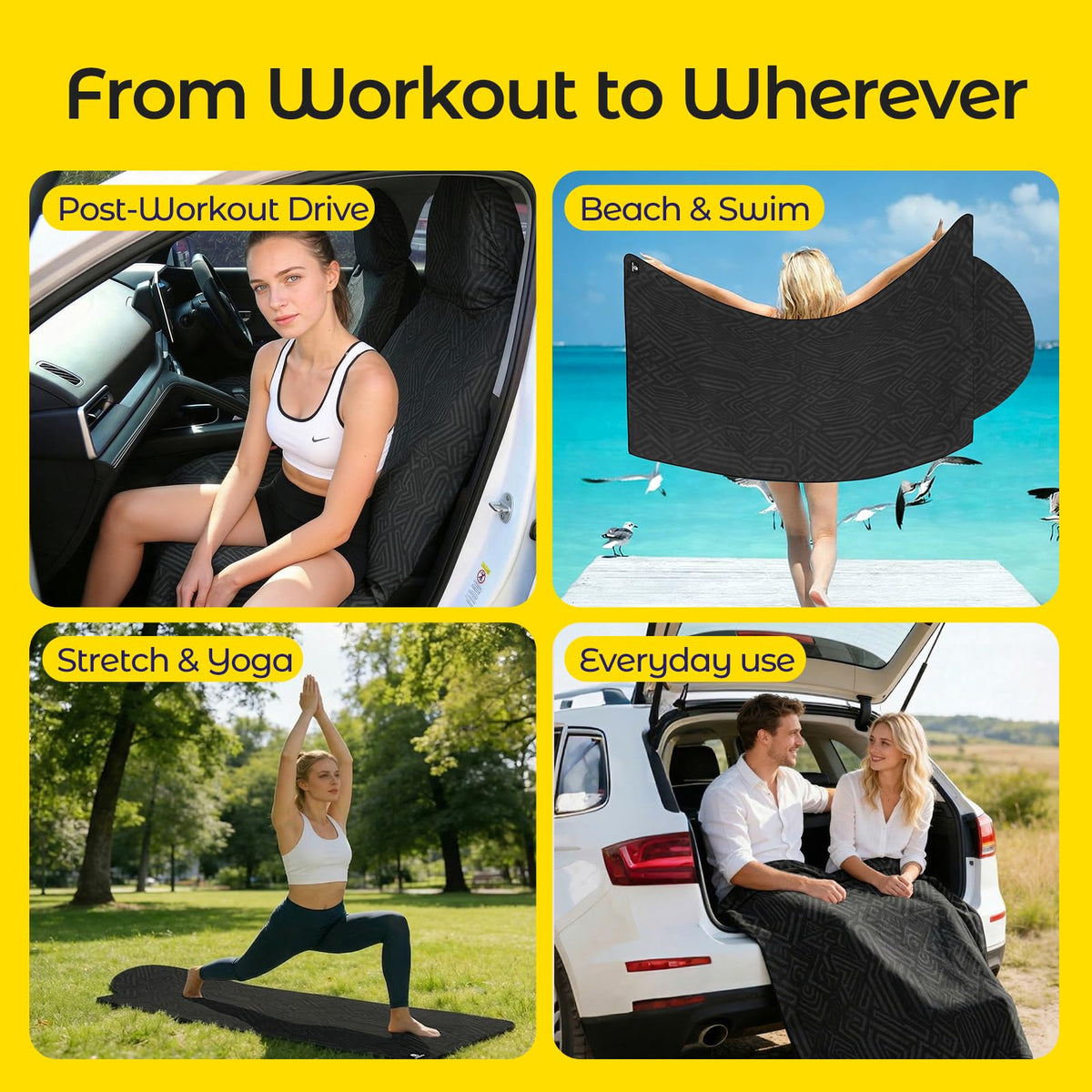 WILDOMS seat cover installed in car showing clean seat and quick post-work comfort