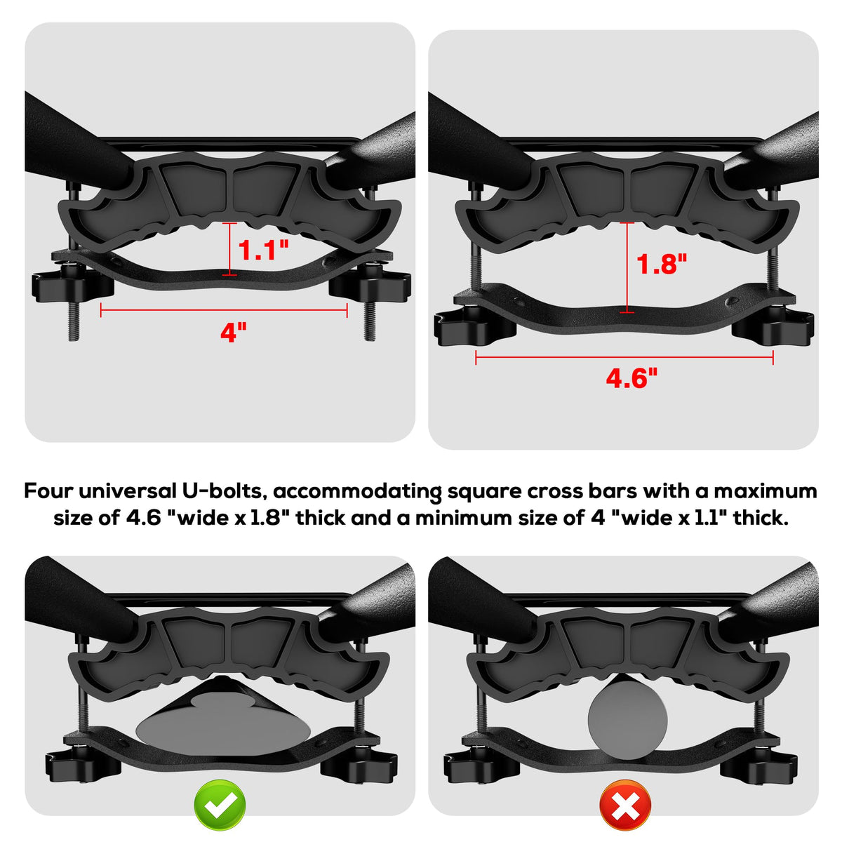 WILDROAD plastic saddle with top plate demonstrating secure crossbar protection
