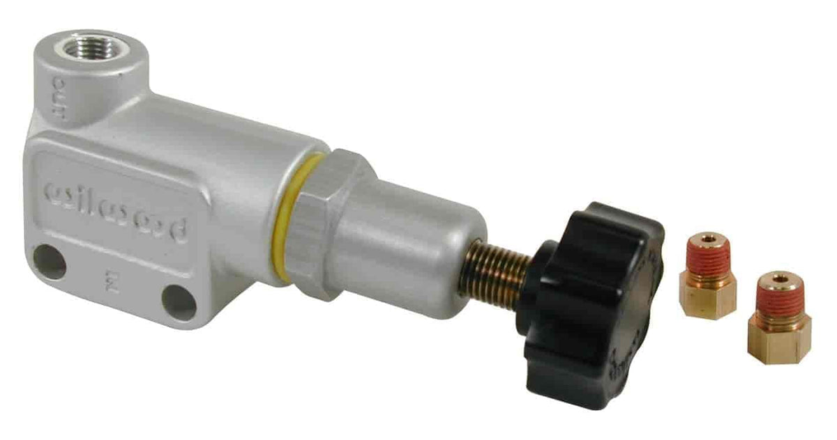 Wilwood front view of proportioning valve showing compact design and easy mounting