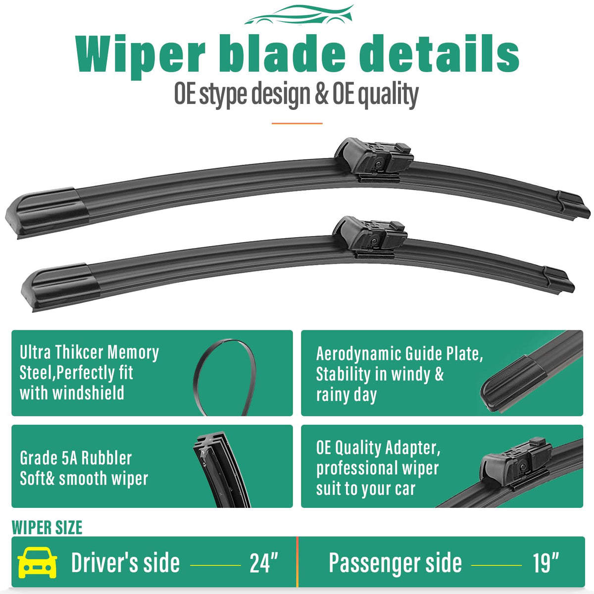 WINDSMILE front blade installed on Civic showing improved visibility benefit