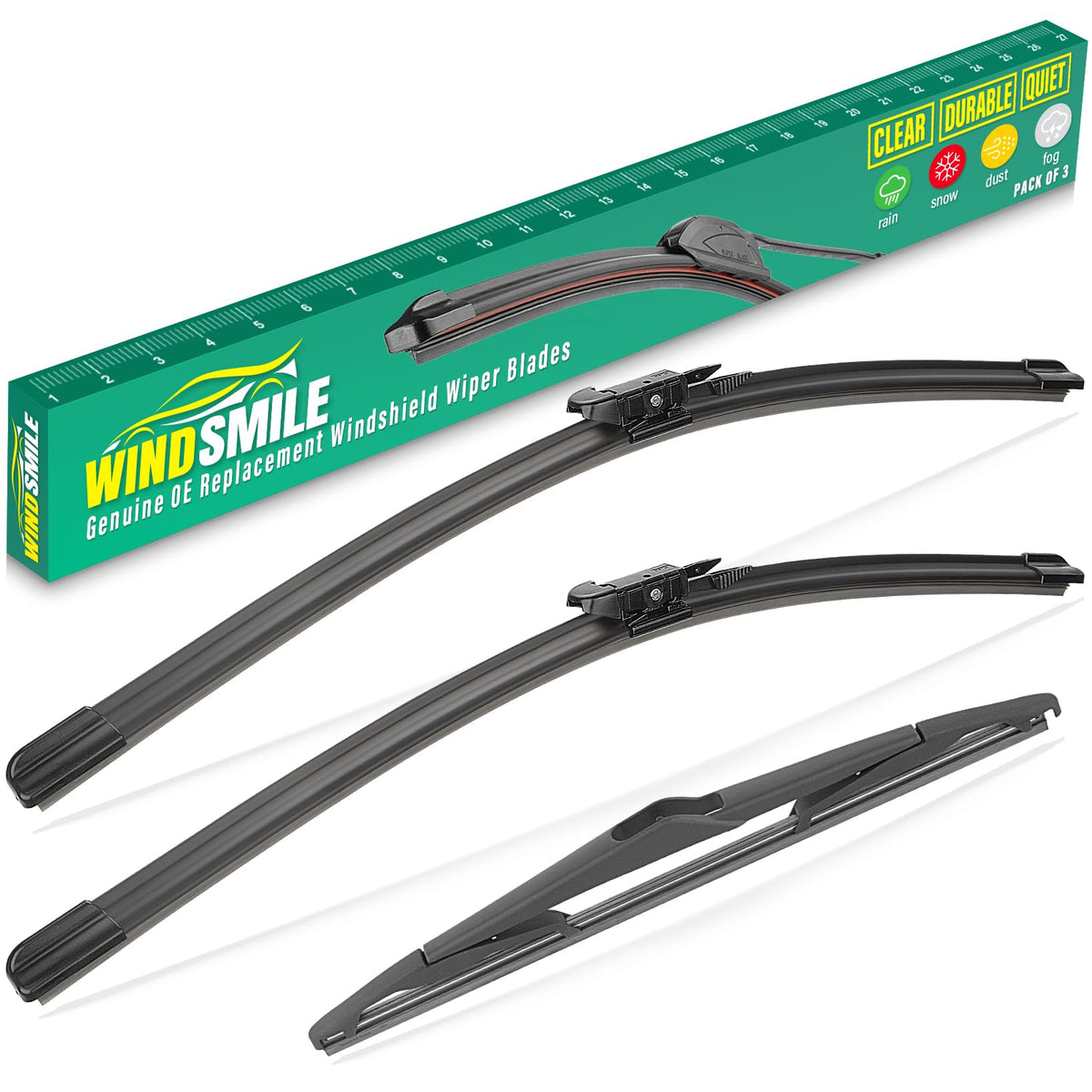 WINDSMILE front blades packaging showing included 28 inch pair and benefits