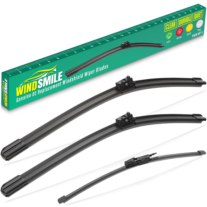 WINDSMILE front packaging showing full 3-piece GLC wiper kit and easy install benefit