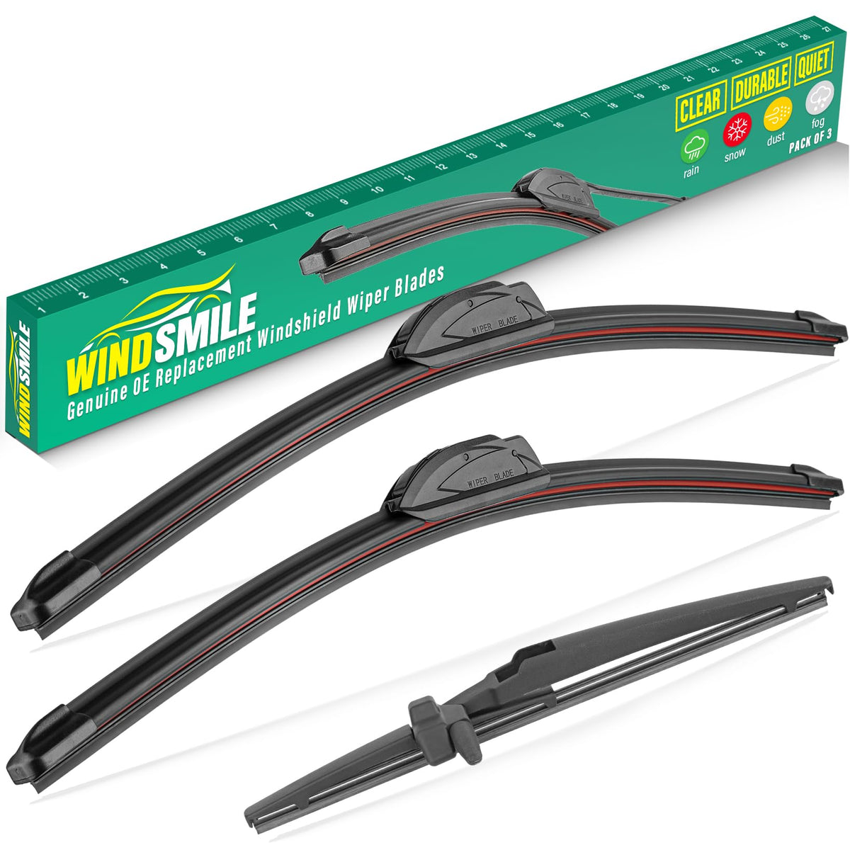 WINDSMILE front packaging showing complete wiper set and fitment benefit