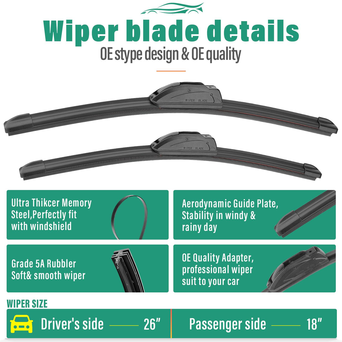 WINDSMILE 10-inch rear blade on arm, offering improved rear visibility