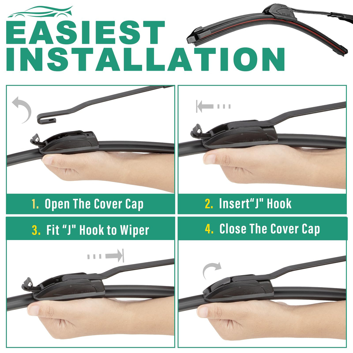 WINDSMILE installation step on hook-style arm for easy tool-free fit