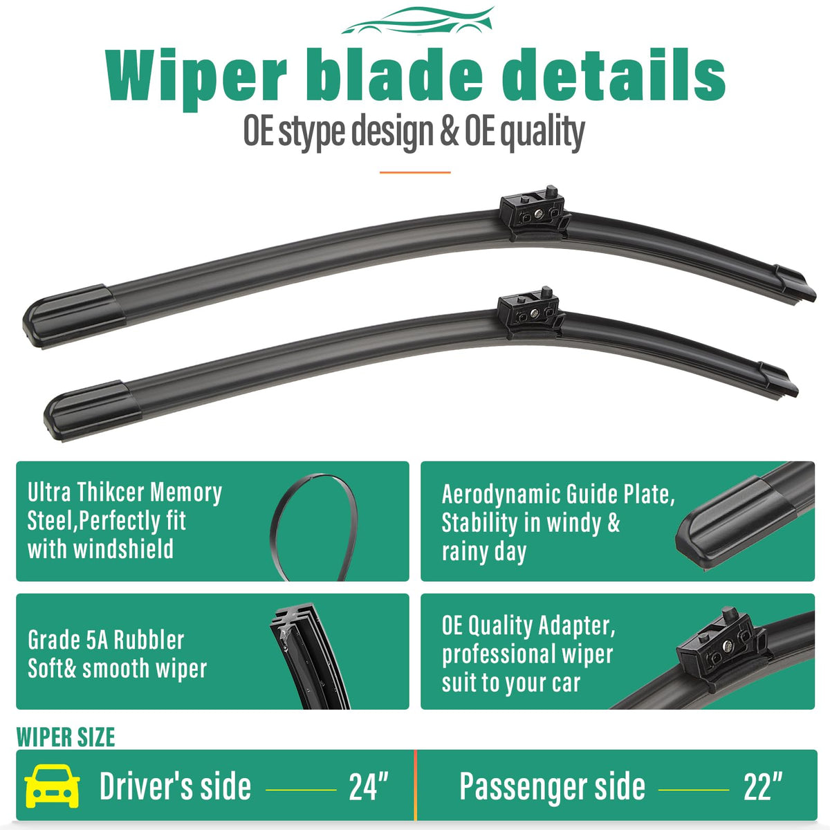 WINDSMILE installed front blades on Mercedes GLB demonstrating improved visibility
