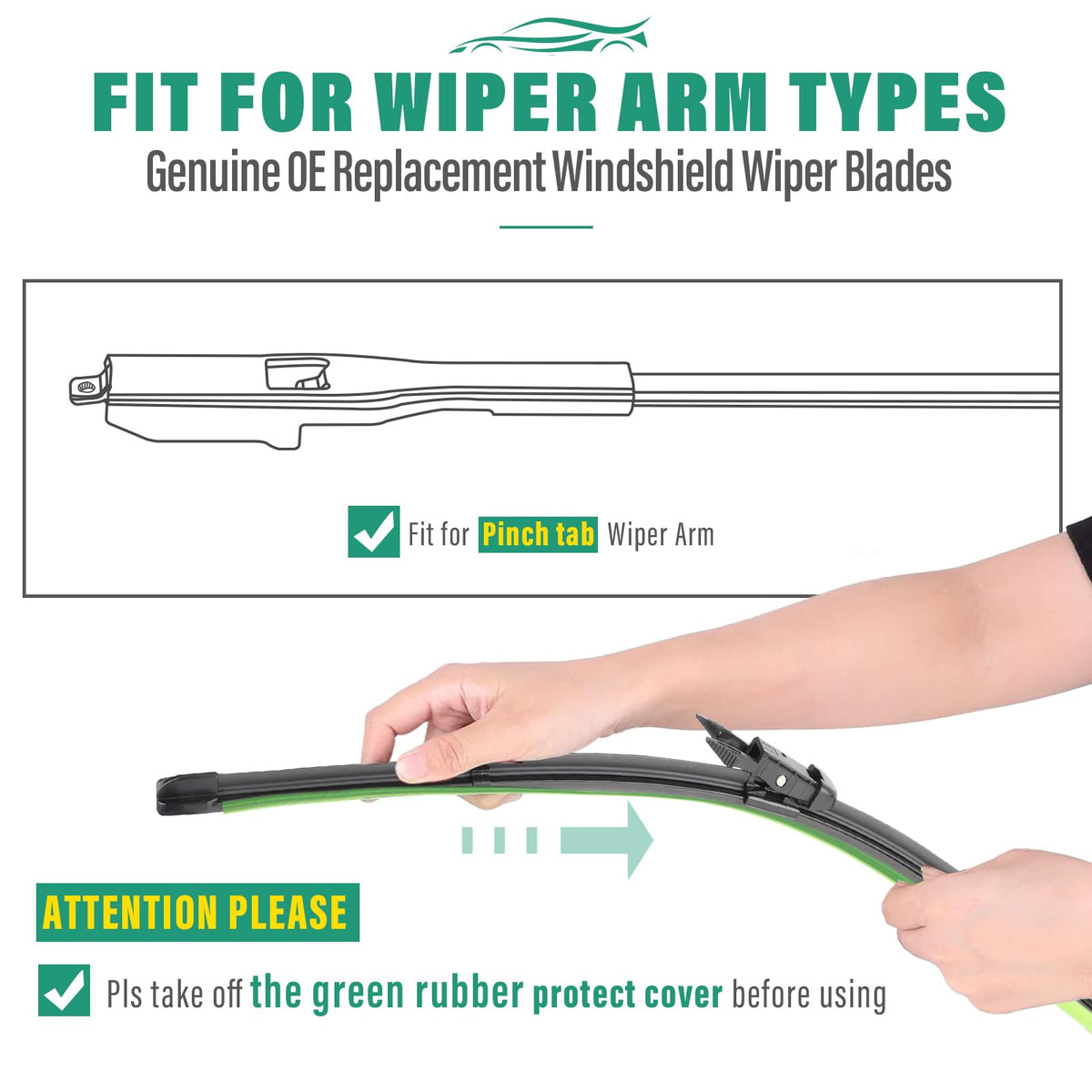 WINDSMILE blades showing 22 and 20 inch lengths for correct fit