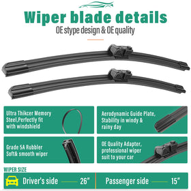 WINDSMILE 15-inch passenger blade close-up showing streak-free edge