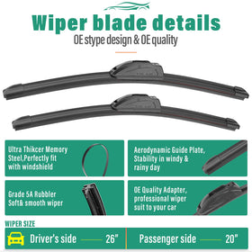 WINDSMILE 20-inch passenger blade on windshield demonstrating streak-free wipe benefit