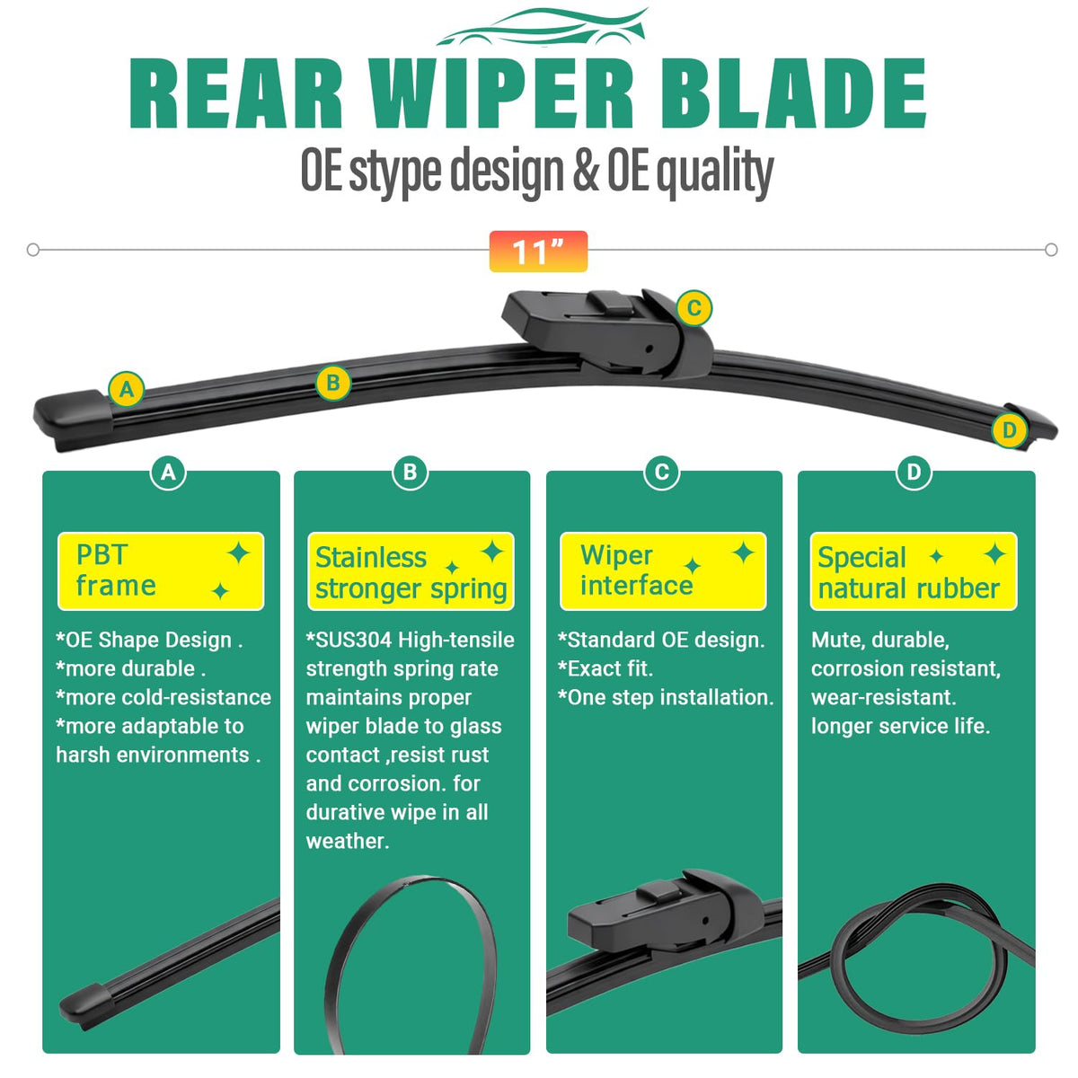 WINDSMILE rear blade mounted on hatch for full rear coverage