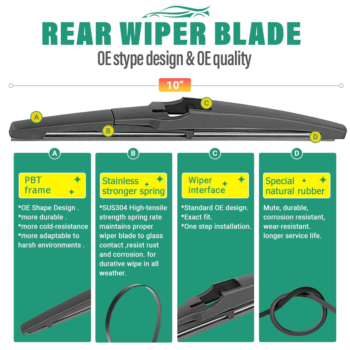 WINDSMILE rear blade on Spark hatchback glass improving rear view