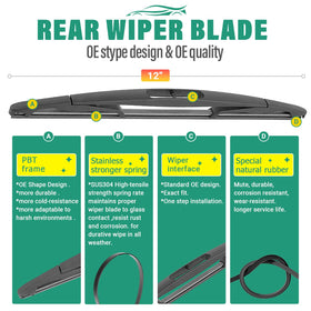 WINDSMILE rear 12-inch blade mounted on tailgate for clear rear view