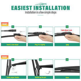 WINDSMILE blades laid beside ruler to show accurate 26, 16 and 14 inch lengths