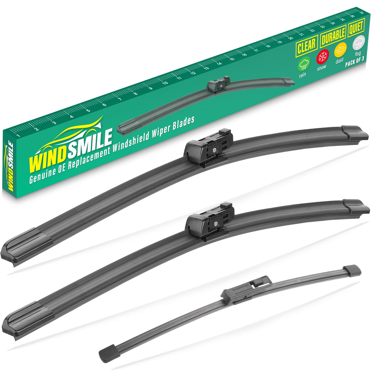 WINDSMILE front packaging showing complete wiper set and fitment benefits