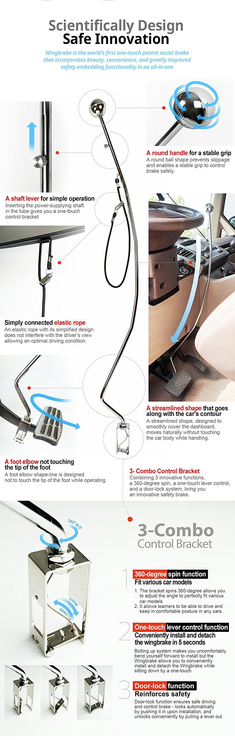Wingbrake in use with instructor operating lever for safer driving lessons