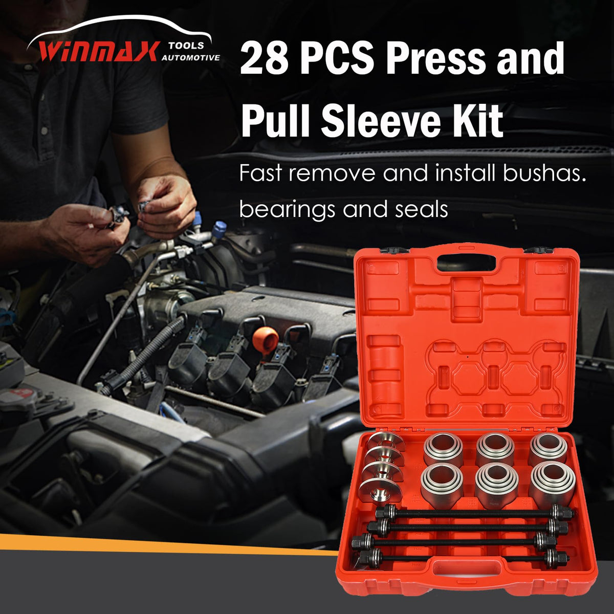WINMAX kit in use pressing bushing to protect parts during service