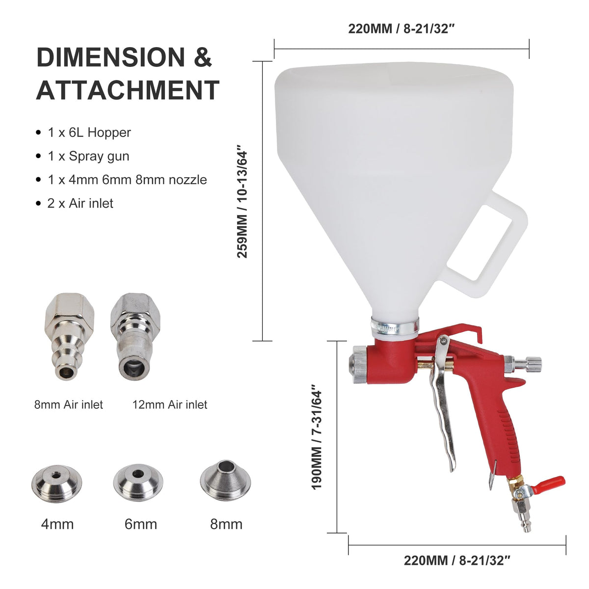 WINMAX TOOLS AUTOMOTIVE close-up of three precision nozzles demonstrating accurate atomization