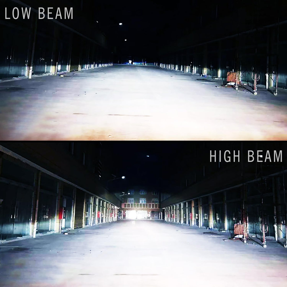 WinPower D1S beam pattern on road at night showing focused visibility benefit