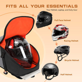 WINPRIM open helmet compartment holding a full-face helmet for secure storage