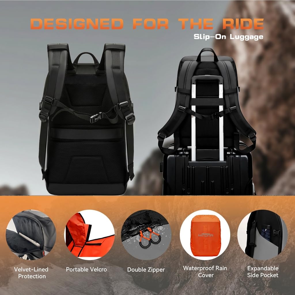 WINPRIM rain cover deployed over backpack protecting contents from rain